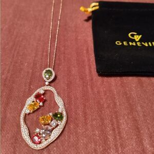 Genevive 14k Rose Gold Over Silver Necklace with Pendant